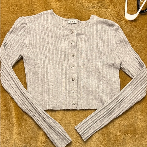 Garage Tops - Garage | Women’s Size XS Gray Ribbed Button-Up Cardigan